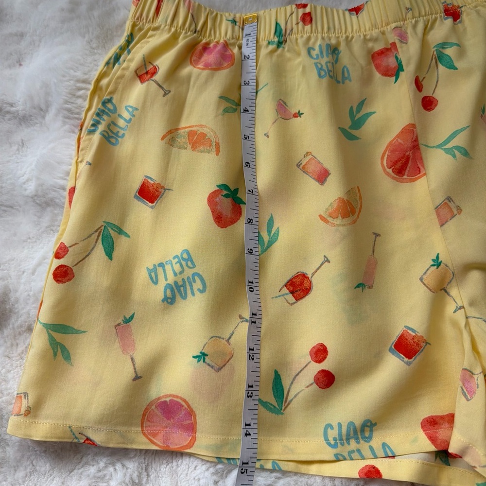 Sleep Chic 70% Rayon Yellow Fruit Cocktail Clao Bella Print Pajama Set-XL - Picture 11 of 13